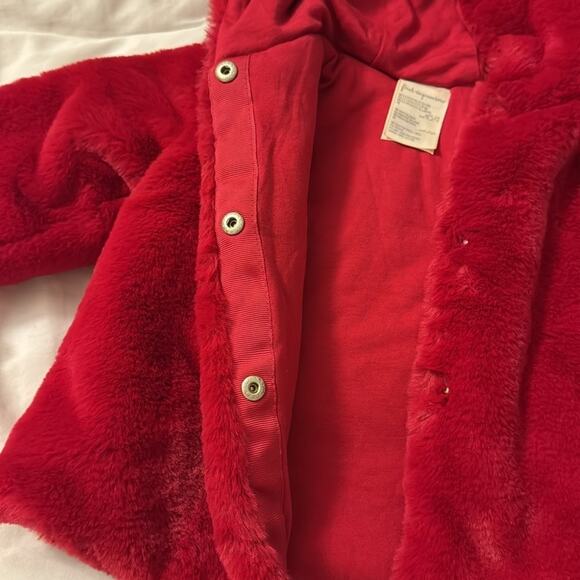 First impressions brand red faux fur coat size 6-9 months EUC - Picture 9 of 10